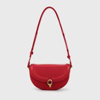 Women's Small All Seasons Pu Leather Solid Color Streetwear Oval Lock Clasp Saddle Bag main image 5