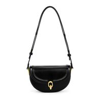 Women's Small All Seasons Pu Leather Solid Color Streetwear Oval Lock Clasp Saddle Bag main image 6