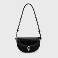 Women's Small All Seasons Pu Leather Solid Color Streetwear Oval Lock Clasp Saddle Bag sku image 6