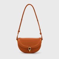 Women's Small All Seasons Pu Leather Solid Color Streetwear Oval Lock Clasp Saddle Bag sku image 3