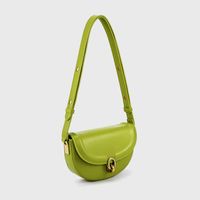 Women's Small All Seasons Pu Leather Solid Color Streetwear Oval Lock Clasp Saddle Bag sku image 5