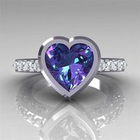 Elegant Vintage Style Heart Shape Copper Inlay Zircon Rings main image 1