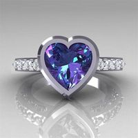 Elegant Vintage Style Heart Shape Copper Inlay Zircon Rings main image 6