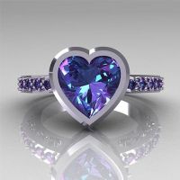 Elegant Vintage Style Heart Shape Copper Inlay Zircon Rings sku image 6