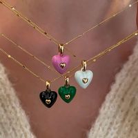 Korean Designer Model Niche Love Necklace For Women New Gentle Peach Heart Drip Glazed Clavicle Chain Elegant Sweater Chain main image 1