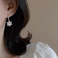 Wholesale Jewelry Vintage Style Simple Style Solid Color Snowflake Alloy Zircon Plating Inlay Drop Earrings main image 3