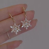 Wholesale Jewelry Vintage Style Simple Style Solid Color Snowflake Alloy Zircon Plating Inlay Drop Earrings main image 2