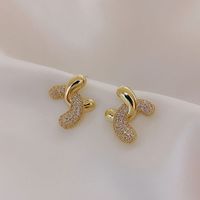 1 Pair Vintage Style Simple Style C Shape Solid Color Inlay Alloy Rhinestones Ear Studs main image 3