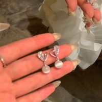 Wholesale Jewelry Simple Style Heart Shape Alloy Opal Zircon Plating Inlay Drop Earrings main image 3