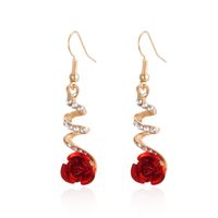 1 Pair Vintage Style Flower Tassel Plating Inlay Alloy Rhinestones Drop Earrings main image 3