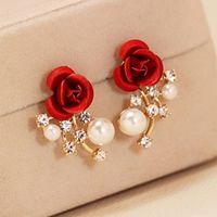 1 Pair Vintage Style Flower Tassel Plating Inlay Alloy Rhinestones Drop Earrings sku image 6