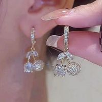 Wholesale Jewelry Cute Fruit Alloy Artificial Gemstones Plating Inlay Drop Earrings main image 1