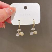 Wholesale Jewelry Cute Fruit Alloy Artificial Gemstones Plating Inlay Drop Earrings sku image 1