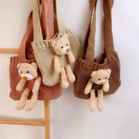 Kid's Small Knit Bear Cute Square Open Shoulder Bag Crossbody Bag main image 1