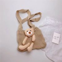 Kid's Small Knit Bear Cute Square Open Shoulder Bag Crossbody Bag sku image 2