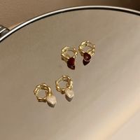 1 Paire Sucré Forme De Cœur Placage Le Cuivre Des Boucles D'oreilles main image 6