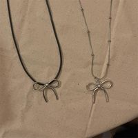 Japanese And Korean Sweet Cool Simple Pu Rope Line Bow Necklace Clavicle Chain Personalized Niche Design Necklace Sweater Chain For Women main image 2