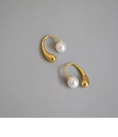 1 Pair Simple Style Geometric Plating Artificial Pearl Alloy Earrings sku image 2