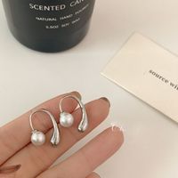 1 Pair Simple Style Geometric Plating Artificial Pearl Alloy Earrings main image 3