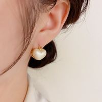 1 Pair Cute Heart Shape Inlay Copper Zircon Ear Studs main image 2