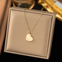 Simple Style Heart Shape Solid Color Titanium Steel Plating 18k Gold Plated Pendant Necklace sku image 1