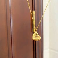 Simple Style Heart Shape Solid Color Titanium Steel Plating 18k Gold Plated Pendant Necklace main image 4