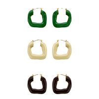 1 Pair Basic Classic Style Geometric Enamel Copper Earrings main image 5