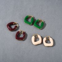 1 Pair Basic Classic Style Geometric Enamel Copper Earrings main image 1