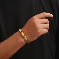 Hip-Hop Rock Solid Color Stainless Steel Plating 18K Gold Plated Men'S Bracelets main image 8