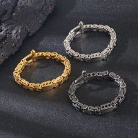 Hip-Hop Rock Solid Color Stainless Steel Plating 18K Gold Plated Men'S Bracelets main image 1