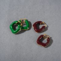 1 Pair Basic Classic Style Geometric Enamel Copper Earrings main image 3