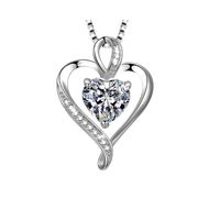 Sweet Heart Shape Copper Plating Inlay Zircon Pendant Necklace sku image 1