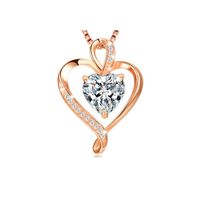 Sweet Heart Shape Copper Plating Inlay Zircon Pendant Necklace sku image 5