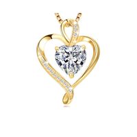 Sweet Heart Shape Copper Plating Inlay Zircon Pendant Necklace main image 1