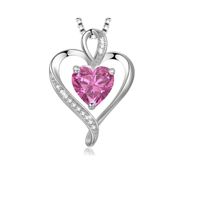 Sweet Heart Shape Copper Plating Inlay Zircon Pendant Necklace sku image 4