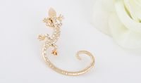 1 Piece Vintage Style Gecko Inlay Alloy Rhinestones Ear Cuffs sku image 1