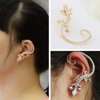 1 Piece Vintage Style Gecko Inlay Alloy Rhinestones Ear Cuffs main image 1