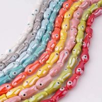 10 Pieces 10 * 20mm Hole 2~2.9mm Ceramics Fish Beads main image 1