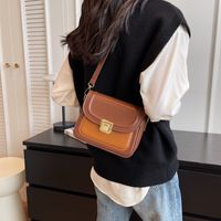 Women's Small Pu Leather Color Block Streetwear Square Lock Clasp Shoulder Bag Crossbody Bag main image 4