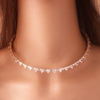 Ig Style Shiny Oval Water Droplets Heart Shape Copper Plating Inlay Zircon Necklace 1 Piece sku image 11