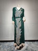 Ab330 Muslim Robe Sequin Embroider Fashion Abaya Middle East Women's Clothing Arab Clothing Home Leisure sku image 11