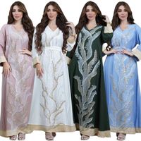 Ab330 Muslim Robe Sequin Embroider Fashion Abaya Middle East Women's Clothing Arab Clothing Home Leisure main image 1