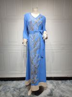 Ab330 Muslim Robe Sequin Embroider Fashion Abaya Middle East Women's Clothing Arab Clothing Home Leisure sku image 18