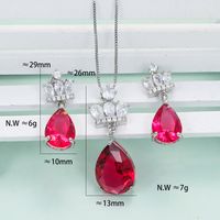 Ig Style Water Droplets Crown Copper Plating Inlay Artificial Gemstones Zircon Earrings Necklace main image 4