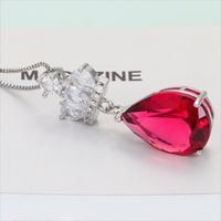Ig Style Water Droplets Crown Copper Plating Inlay Artificial Gemstones Zircon Earrings Necklace main image 3