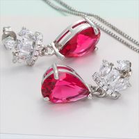 Ig Style Water Droplets Crown Copper Plating Inlay Artificial Gemstones Zircon Earrings Necklace main image 2