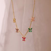 Casual Sweet Butterfly Copper 18k Gold Plated Zircon Pendant Necklace In Bulk main image 1