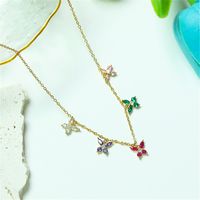 Casual Sweet Butterfly Copper 18k Gold Plated Zircon Pendant Necklace In Bulk main image 4