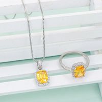 Elegant Square Copper Plating Inlay Artificial Diamond Rings Necklace main image 1