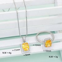 Elegant Square Copper Plating Inlay Artificial Diamond Rings Necklace main image 3